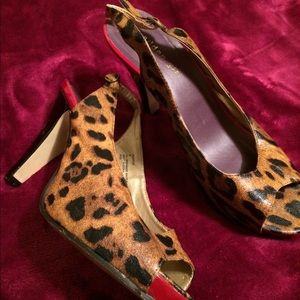 Animal print sling backs